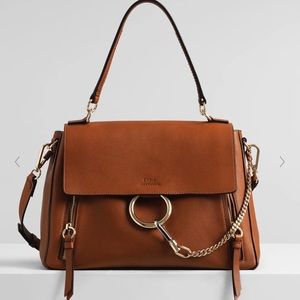 Chloe Brown Leather Crossbody Bag with Gold Hardware
